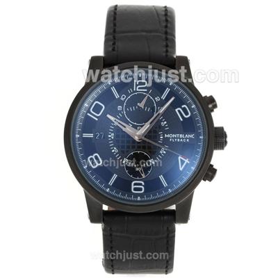 Montblanc Flyback Automatic PVD Case with Black Dial-Leather Strap