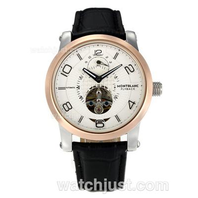 Montblanc Flyback Tuorbillion Automatic Rose Gold Case with White Dial- Leather Strap