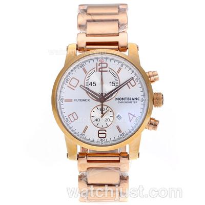 Montblanc Flyback Working Chronograph Full Rose Gold with White Dial