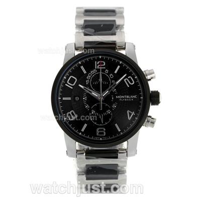 Montblanc Flyback Working Chronograph PVD Bezel with Black Dial S/S