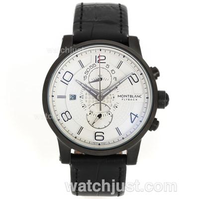 Montblanc Flyback Working Chronograph PVD Case with White Dial-Leather Strap