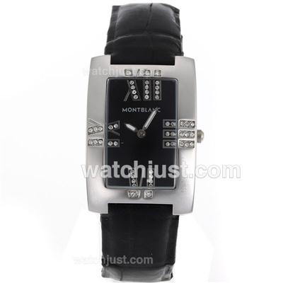 Montblanc Profile Lady Elegance Diamond Crossover Roman Markers with Black Dial-Leather Strap