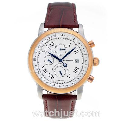 Montblanc Star Automatic Two Tone Case with White Dial-Leather Strap