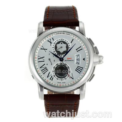 Montblanc Star Automatic with White Dial-Leather Strap