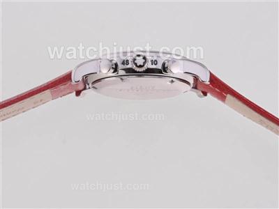 Montblanc Star Diamond Marking with Pink Dial and Red Strap-Lady Size