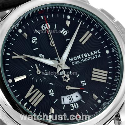 Montblanc Star Working Chronograph with Black Dial-Leather Strap
