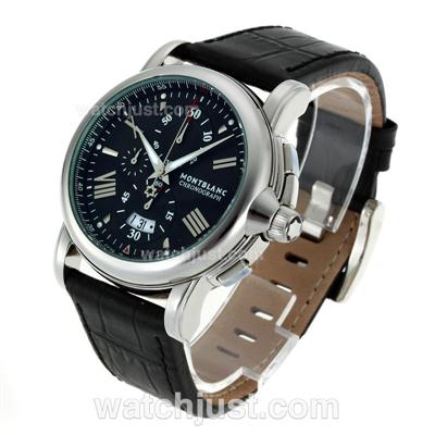 Montblanc Star Working Chronograph with Black Dial-Leather Strap