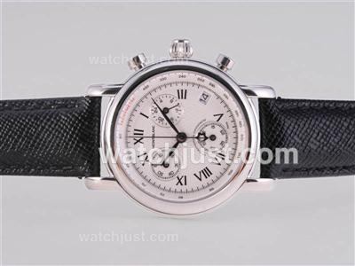 Montblanc Star Working Chronograph with White Dial and Black Strapl-Lady Size