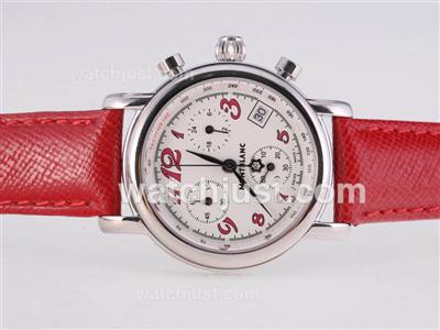 Montblanc Star Working Chronograph with White Dial and Red Strap-Lady Size