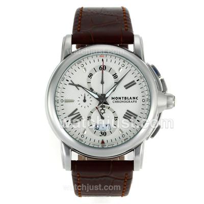 Montblanc Star Working Chronograph with White Dial-Leather Strap