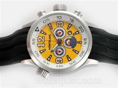 Montblanc Star Working Chronograph with Yellow Dial-Rubber Strap