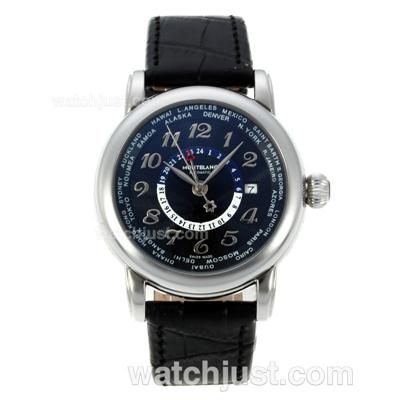 Montblanc Star Working GMT Automatic with Black Dial-Leather Strap