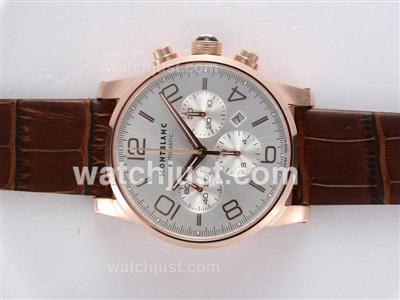 Montblanc Time Walker Chronograph Swiss Valjoux 7750 Movement Rose Gold Casing with White Dial