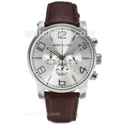 Montblanc Time Walker Working Chronograph with White Dial-Leather Strap