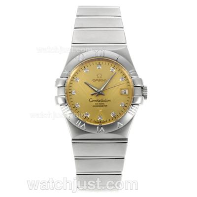Omega Constellation Automatic Diamond Markers with Golden Dial S/S-18K Plated Gold Movement