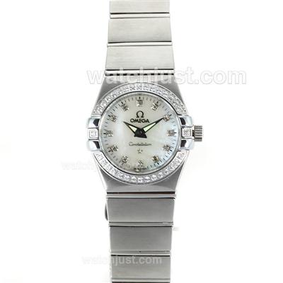 Omega Constellation Diamond Bezel and Markers with MOP Dial-Same Chassis as ETA Version-Lady Size