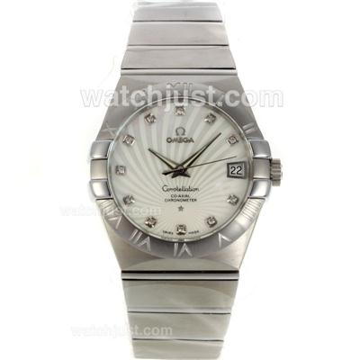 Omega Constellation Swiss ETA 2836 Movement Diamond Markers with White Dial-Sapphire Glass S/S