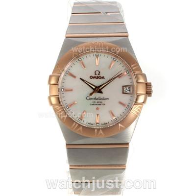 Omega Constellation Swiss ETA 2836 Movement Two Tone Stick Markers with MOP Dial-Sapphire Glass