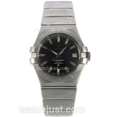 Omega Constellation Swiss ETA 2836 Movement with Black Dial S/S-Stick Markers