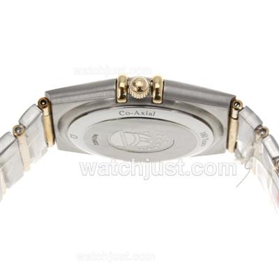 Omega Constellation Swiss ETA Movement Two Tone Diamond Bezel and Markers with White Dial
