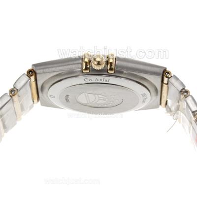 Omega Constellation Swiss ETA Movement Two Tone Diamond Bezel and Markers with White Dial