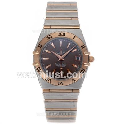 Omega Constellation Swiss ETA Movement Two Tone Stick Markers with Brown Dial