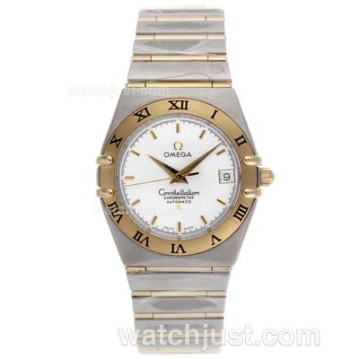 Omega Constellation Swiss ETA Movement Two Tone Stick Markers with White Dial