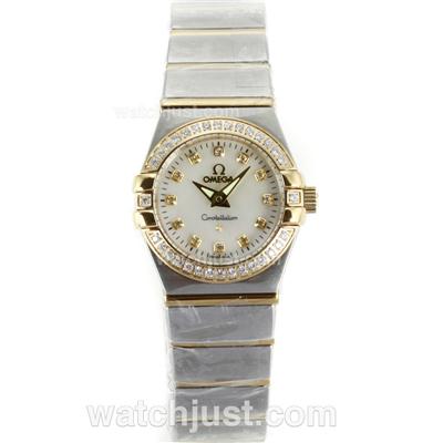 Omega Constellation Two Tone Diamond Bezel Diamond Markers with MOP Dial-Same Chassis as ETA Version-Lady Size
