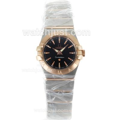 Omega Constellation Two Tone Stick Markers with Black Dial-Same Chassis as ETA Version-Lady Size