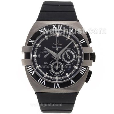 Omega Mission Hills Constellation Double Eagle Working Chronograph Titanium Case with Black Dial-Rubber Strap