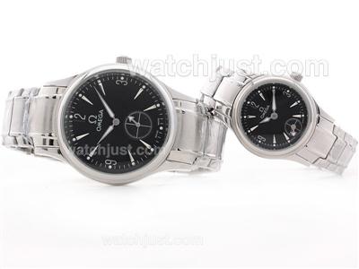 Omega De Ville Black Dial S/S-Couple Watch