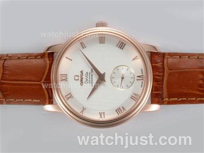 Omega De Ville Co-Axial Chronometer Manual Winding Rose Gold Case with White Dial