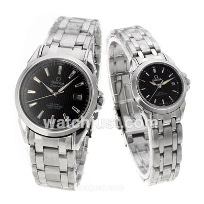 Omega De Ville Stick Markers with Black Dial - Couple Watch