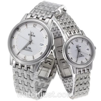 Omega De Ville Stick/Number Markers with White Dial-Sapphire Glass