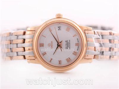Omega De Ville Two Tone White Dial with Roman Marking-Lady Size
