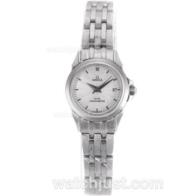 Omega De Ville White Dial with Sapphire Glass S/S-Lady Size