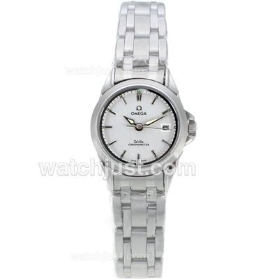 Omega De Ville with White Dial S/S-Sapphire Glass-Lady Size(Gift Box is Included)