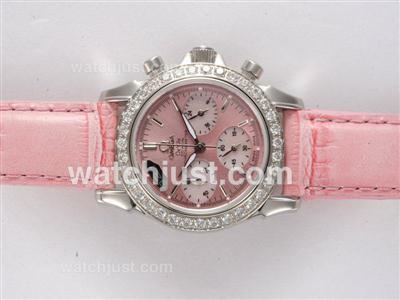 Omega De Ville Working Chronograph Diamond Bezel with Pink Dial-Lady Size