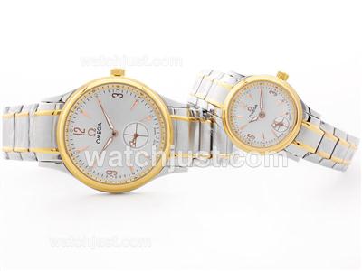 Omega De Ville YG Two Tone with White Dial-Couple Watch