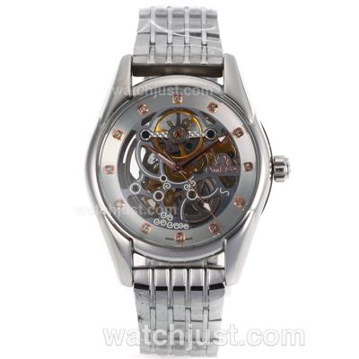 Omega Hour Vision Automatic Diamond Markers with Skeleton Dial S/S