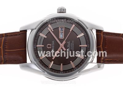 Omega Hour Vision Day-Date Automatic with Brown Dial-Leather Strap