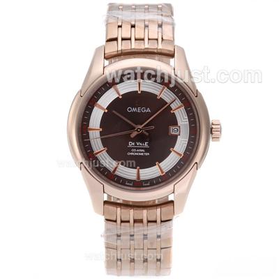 Omega Hour Vision See Thru Case Automatic Full Rose Gold with Brown Dial