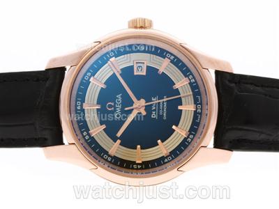 Omega Hour Vision See Thru Case Automatic Rose Gold Case with Black Dial