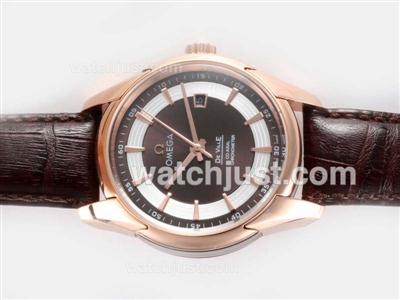 Omega Hour Vision See Thru Case Automatic Rose Gold Case with Brown Dial