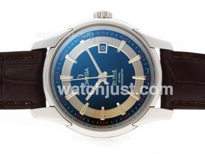 Omega Hour Vision See Thru Case Automatic with Black Dial-Leather Strap