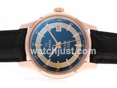 Omega Hour Vision See Thru Case Swiss ETA 2836 Movement Rose Gold Case with Black Dial