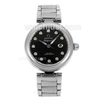 Omega Ladymatic Automatic Diamond Markers with Black Dial S/S-Same Chassis as ETA Version