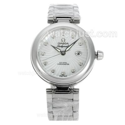 Omega Ladymatic Automatic Diamond Markers with White Dial S/S-Same Chassis as ETA Version