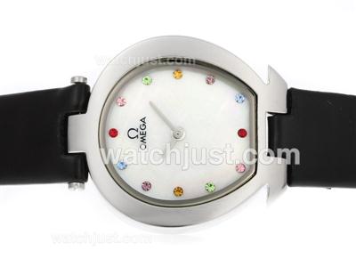 Omega Mania Diamond Markers with White Dial-Lady Size