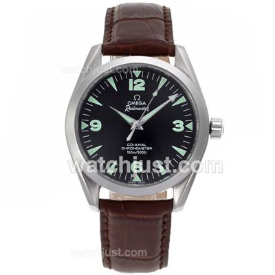 Omega Railmaster Automatic with Black Dial-Leather Strap